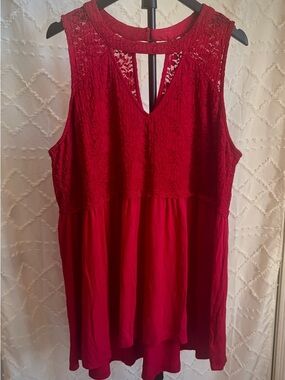 Torrid Red Lace Keyhole Tank Top Super Soft Knit Size 3